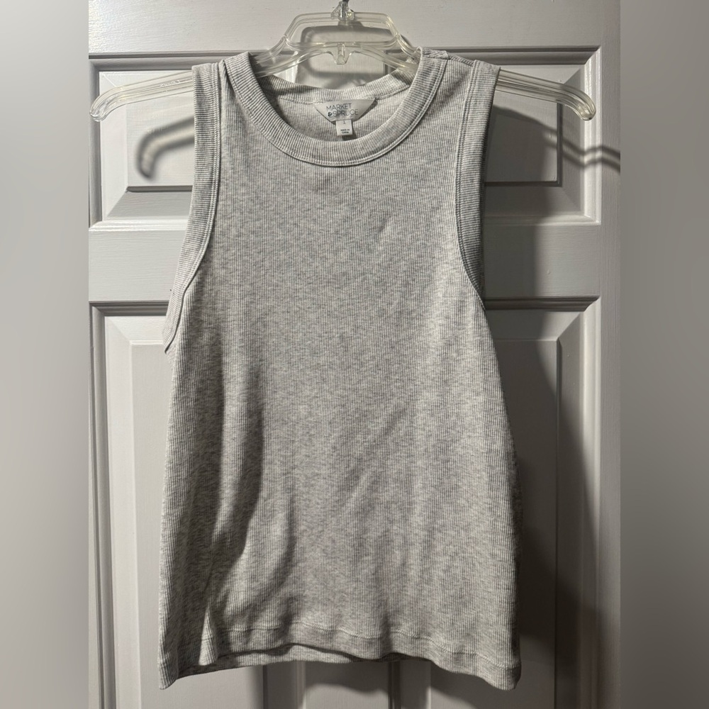 Market & Spruce Heather Gray Ribbed Tee
